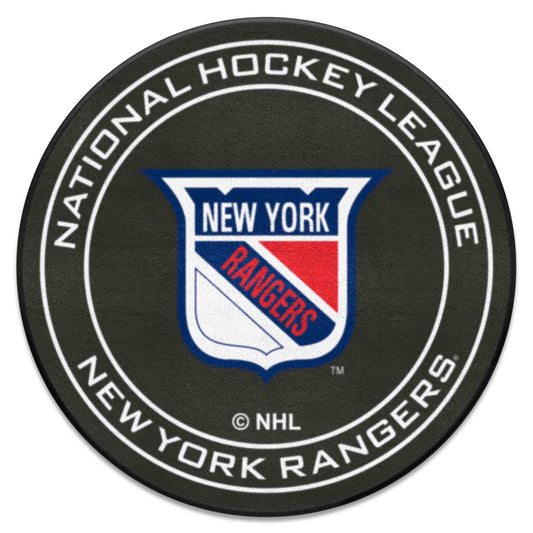 NHLRETRO New York Rangers Hockey Puck Rug - 27in. Diameter - New York Rangers