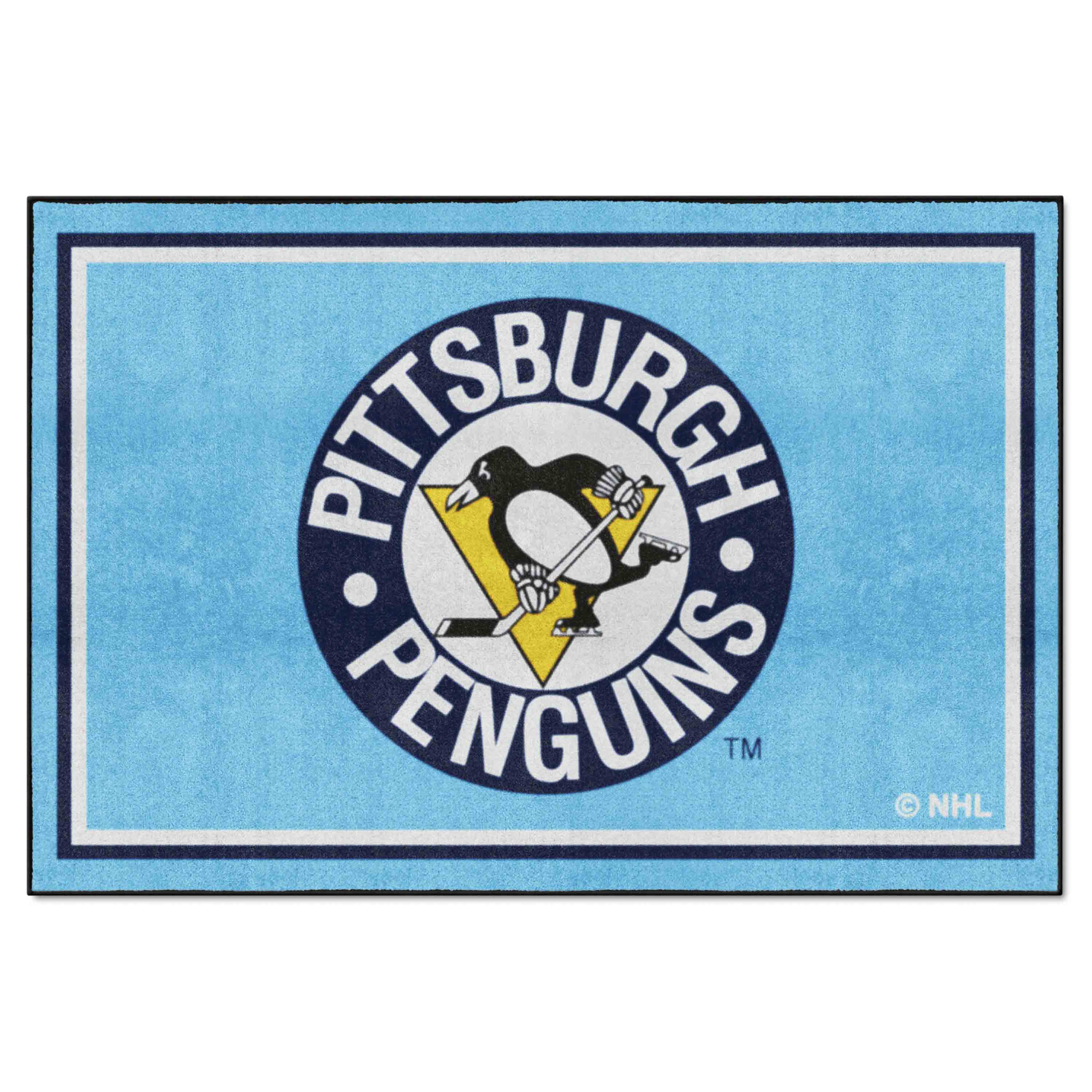 Retro NHL Pittsburgh Penguins 5ft. x 8 ft. Plush Area Rug - Pittsburgh Penguins