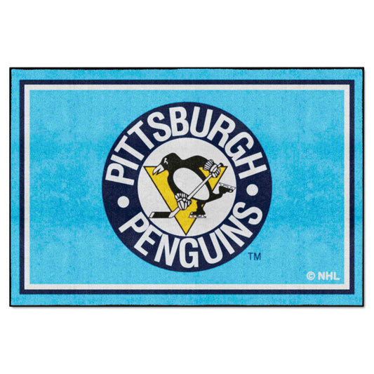 Retro NHL Pittsburgh Penguins 5ft. x 8 ft. Plush Area Rug - Pittsburgh Penguins