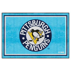 Retro NHL Pittsburgh Penguins 5ft. x 8 ft. Plush Area Rug - Pittsburgh Penguins