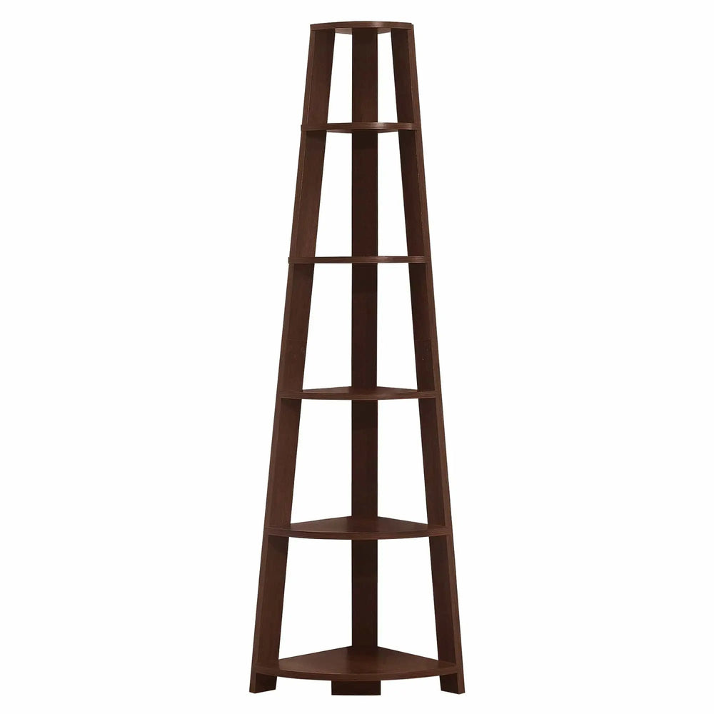 71" Brown Wood Corner Bookcase - Homeroots