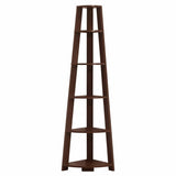 71" Brown Wood Corner Bookcase - Homeroots