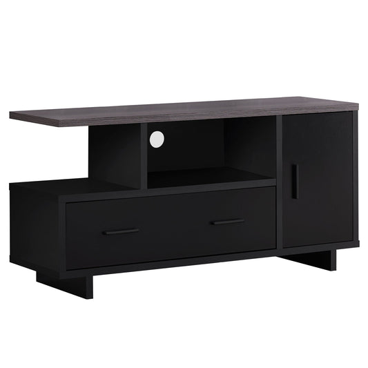 47" Gray and Black Open Shelving TV Stand - Homeroots
