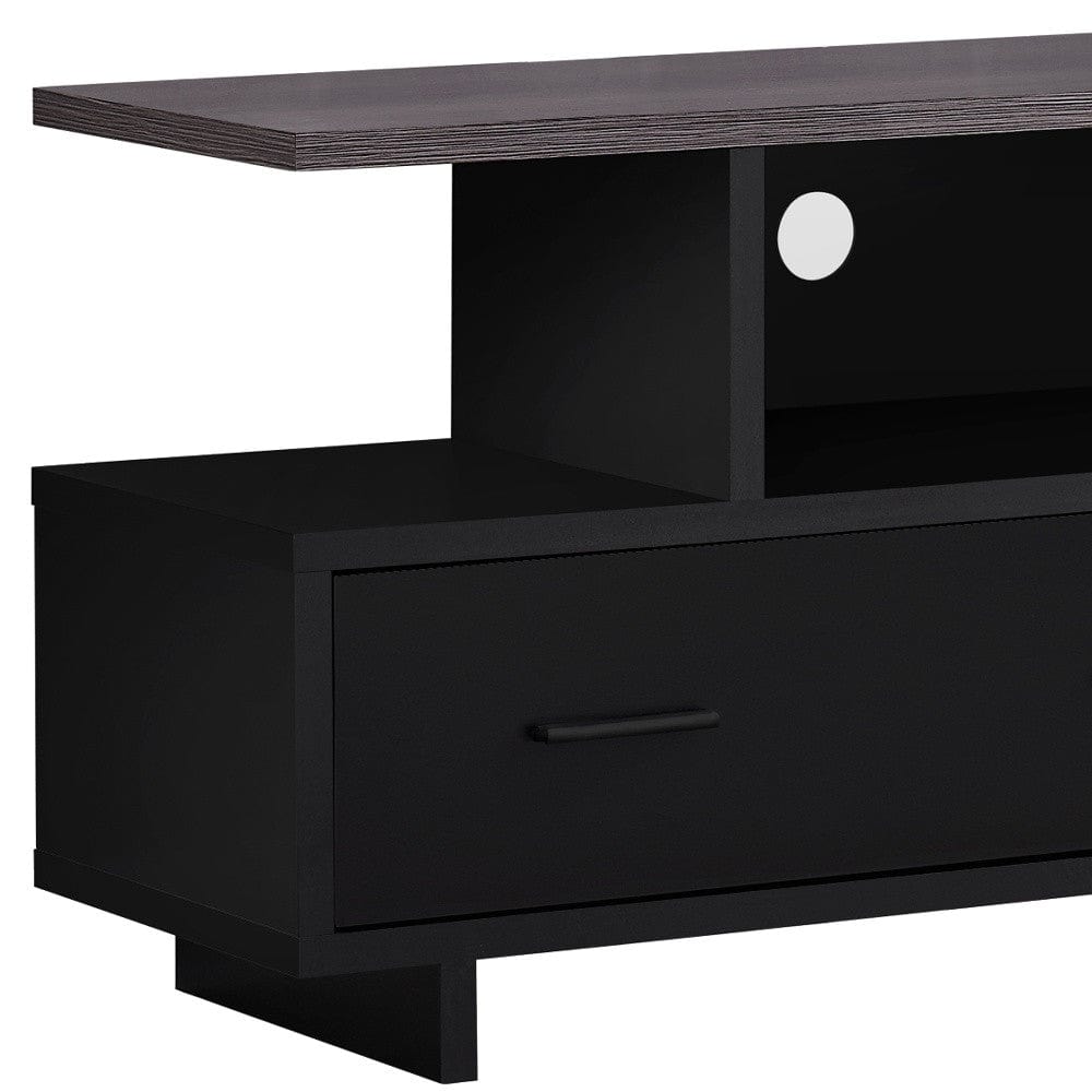 47" Gray and Black Open Shelving TV Stand - Homeroots