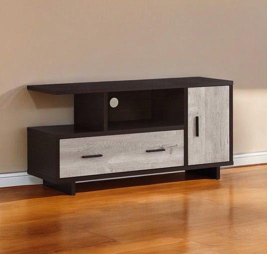 47" Wood Brown Cabinet Enclosed Storage TV Stand - Homeroots
