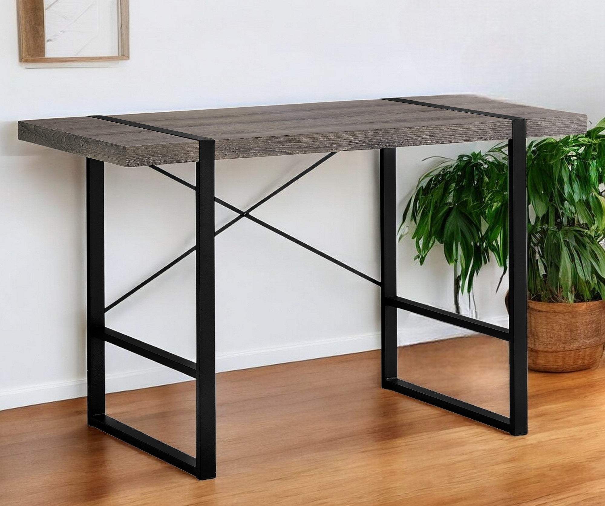 24" Taupe and Black Computer Desk - Homeroots - Flyclothing LLC