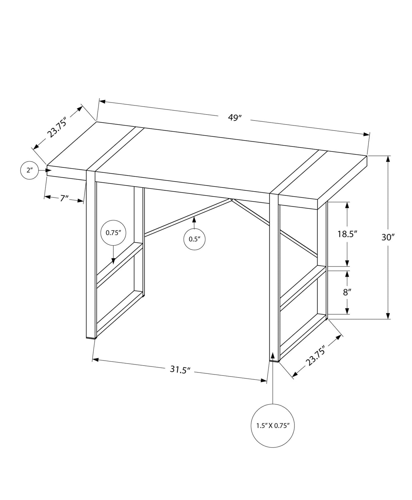 24" Dark Brown and Black Computer Desk - Homeroots - Flyclothing LLC