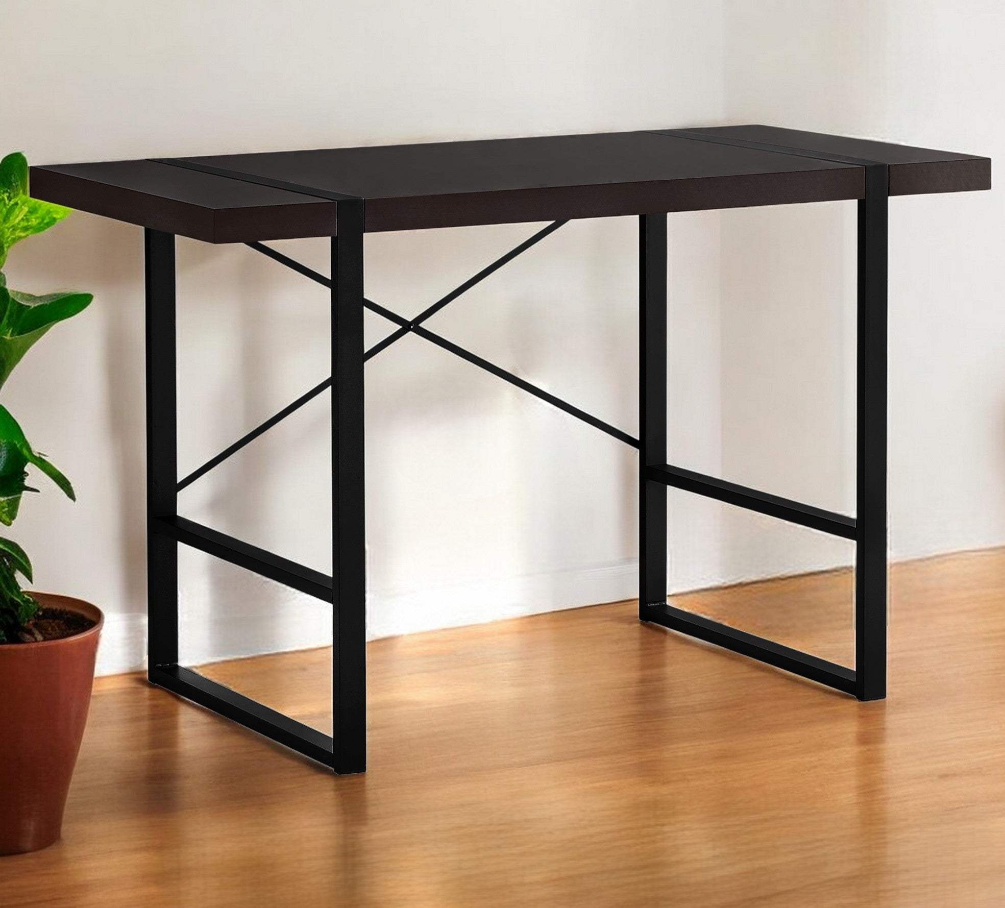 24" Dark Brown and Black Computer Desk - Homeroots - Flyclothing LLC