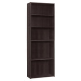 71" Cappuccino Wood Adjustable Bookcase - Homeroots
