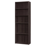 71" Cappuccino Wood Adjustable Bookcase - Homeroots