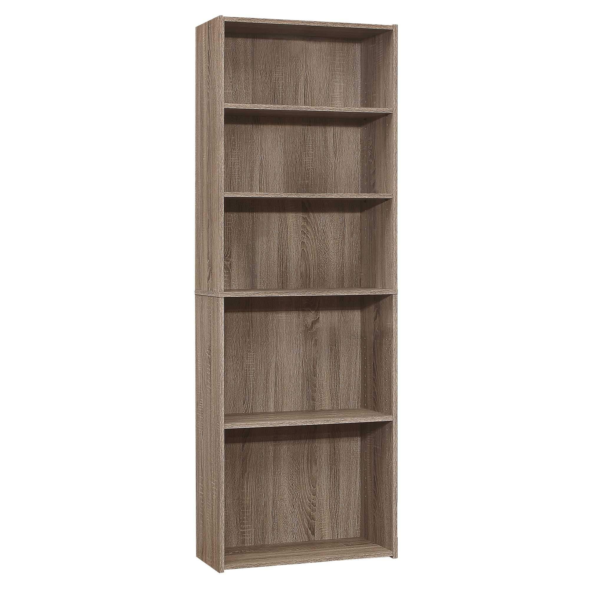 71" Taupe Wood Adjustable Bookcase - Homeroots - Flyclothing LLC
