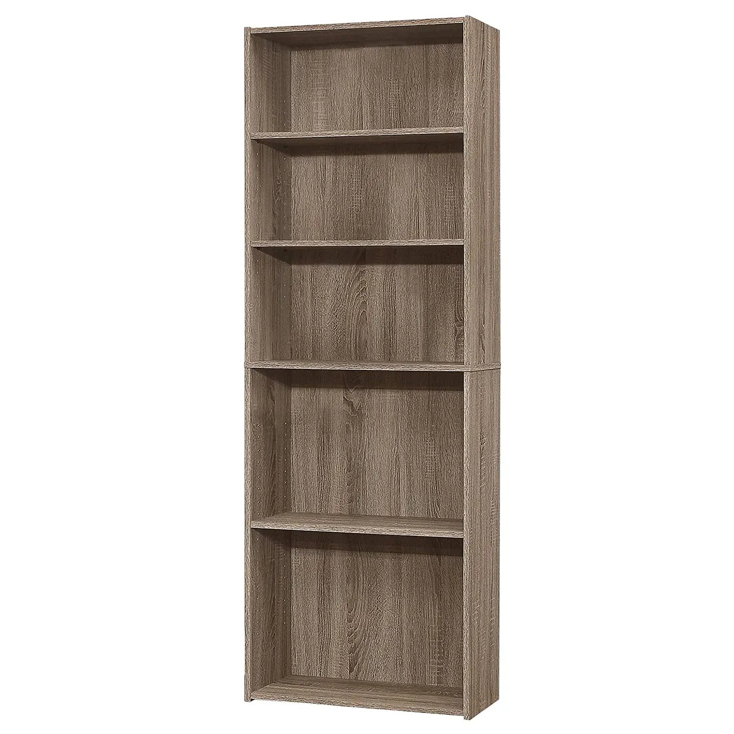 71" Taupe Wood Adjustable Bookcase - Homeroots - Flyclothing LLC