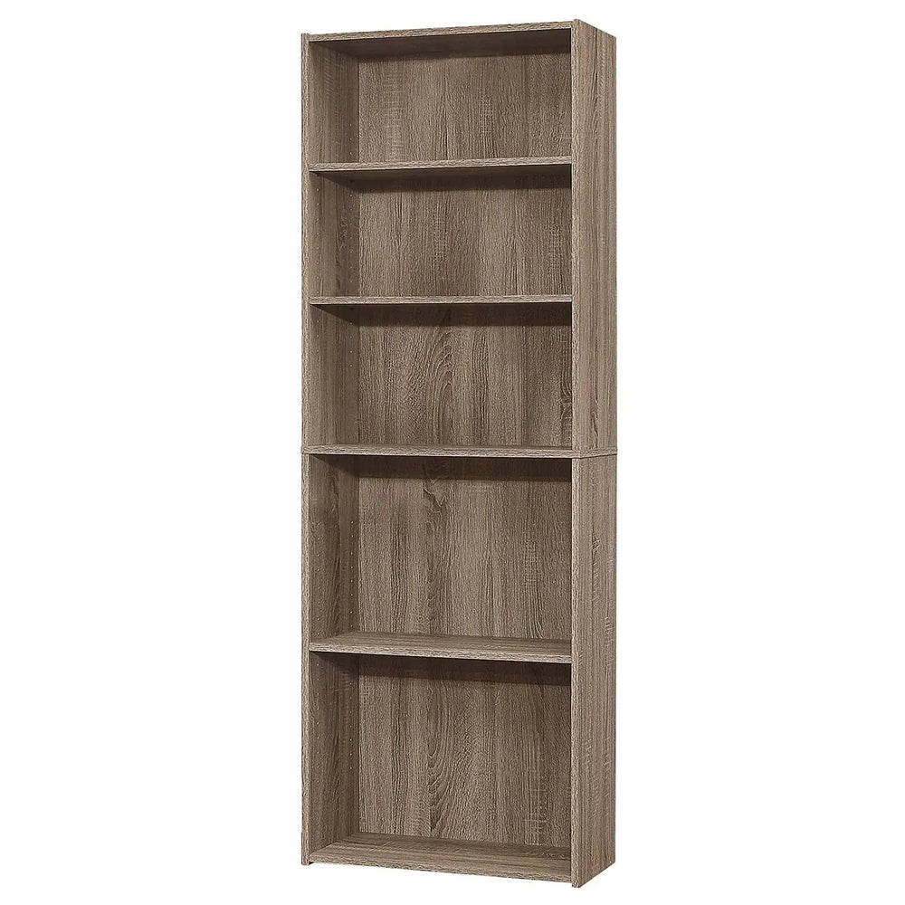 71" Taupe Wood Adjustable Bookcase - Homeroots