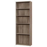 71" Taupe Wood Adjustable Bookcase - Homeroots