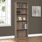 71" Taupe Wood Adjustable Bookcase - Homeroots