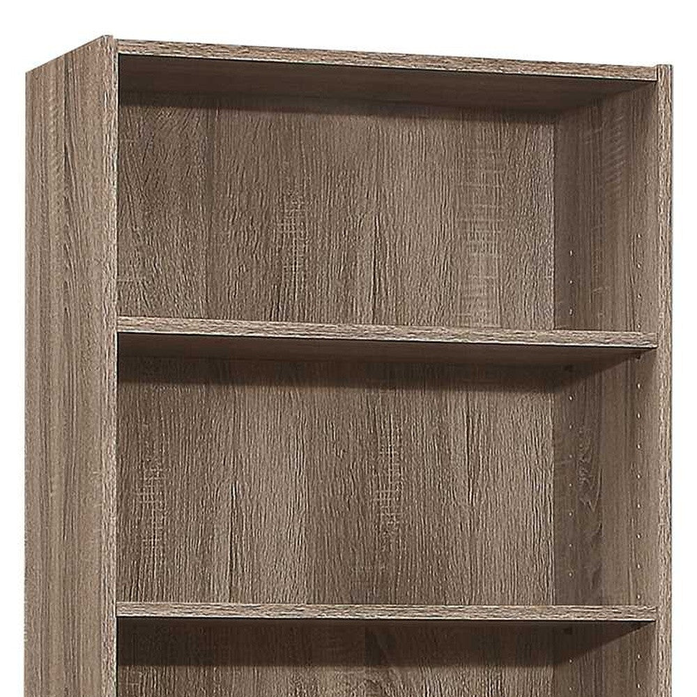 71" Taupe Wood Adjustable Bookcase - Homeroots