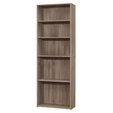 71" Taupe Wood Adjustable Bookcase - Homeroots - Flyclothing LLC