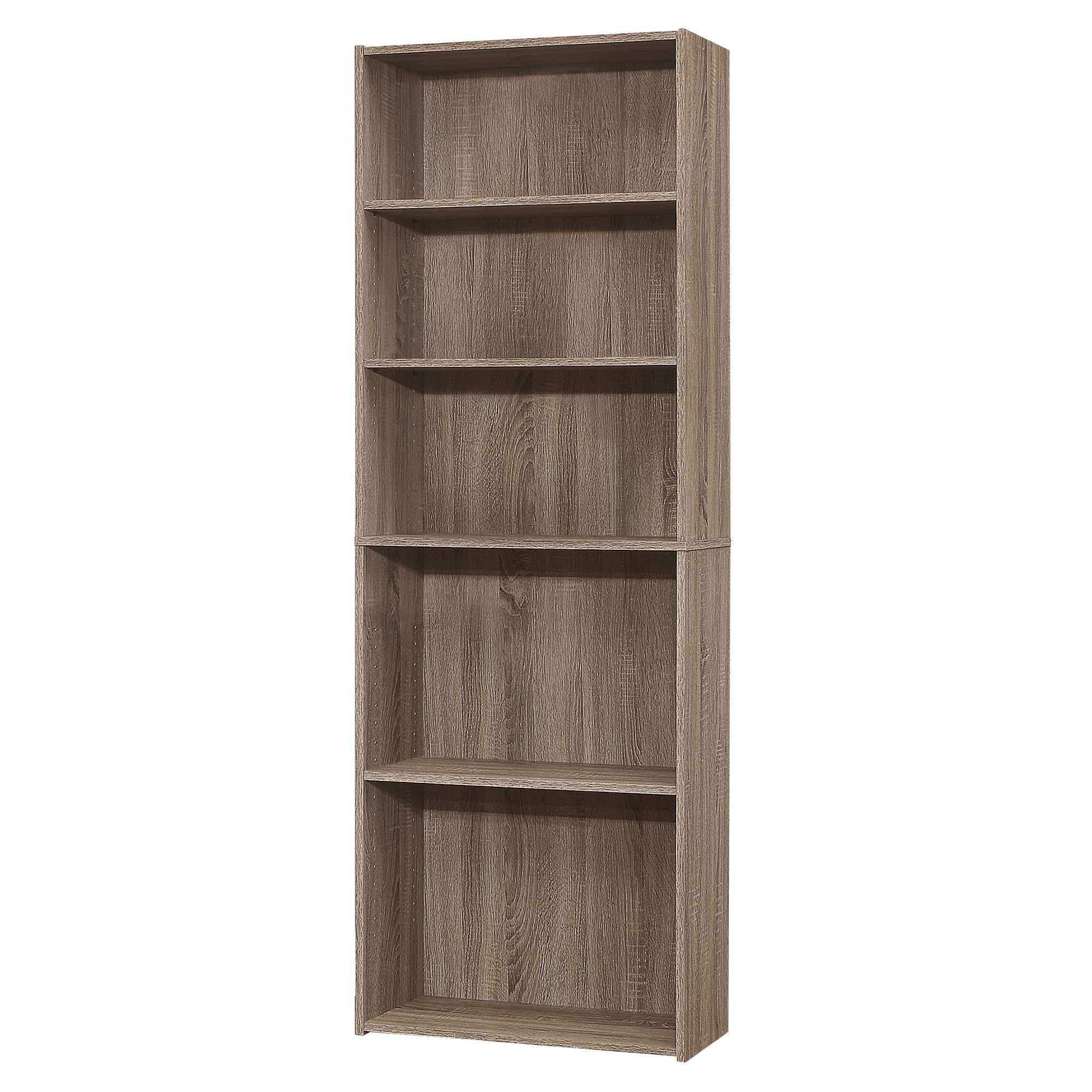 71" Taupe Wood Adjustable Bookcase - Homeroots - Flyclothing LLC