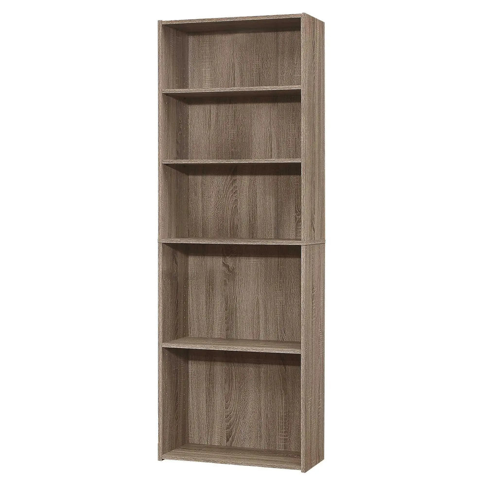 71" Taupe Wood Adjustable Bookcase - Homeroots