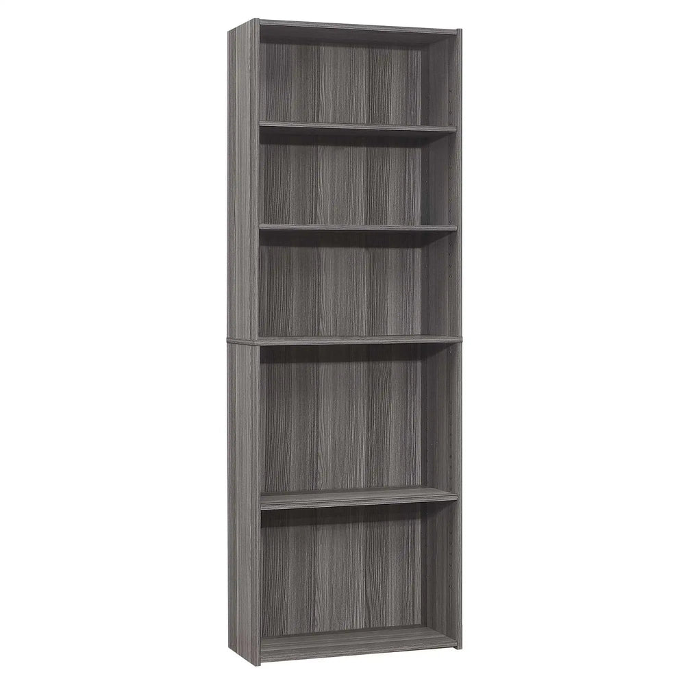 71" Gray Wood Adjustable Bookcase - Homeroots