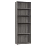 71" Gray Wood Adjustable Bookcase - Homeroots