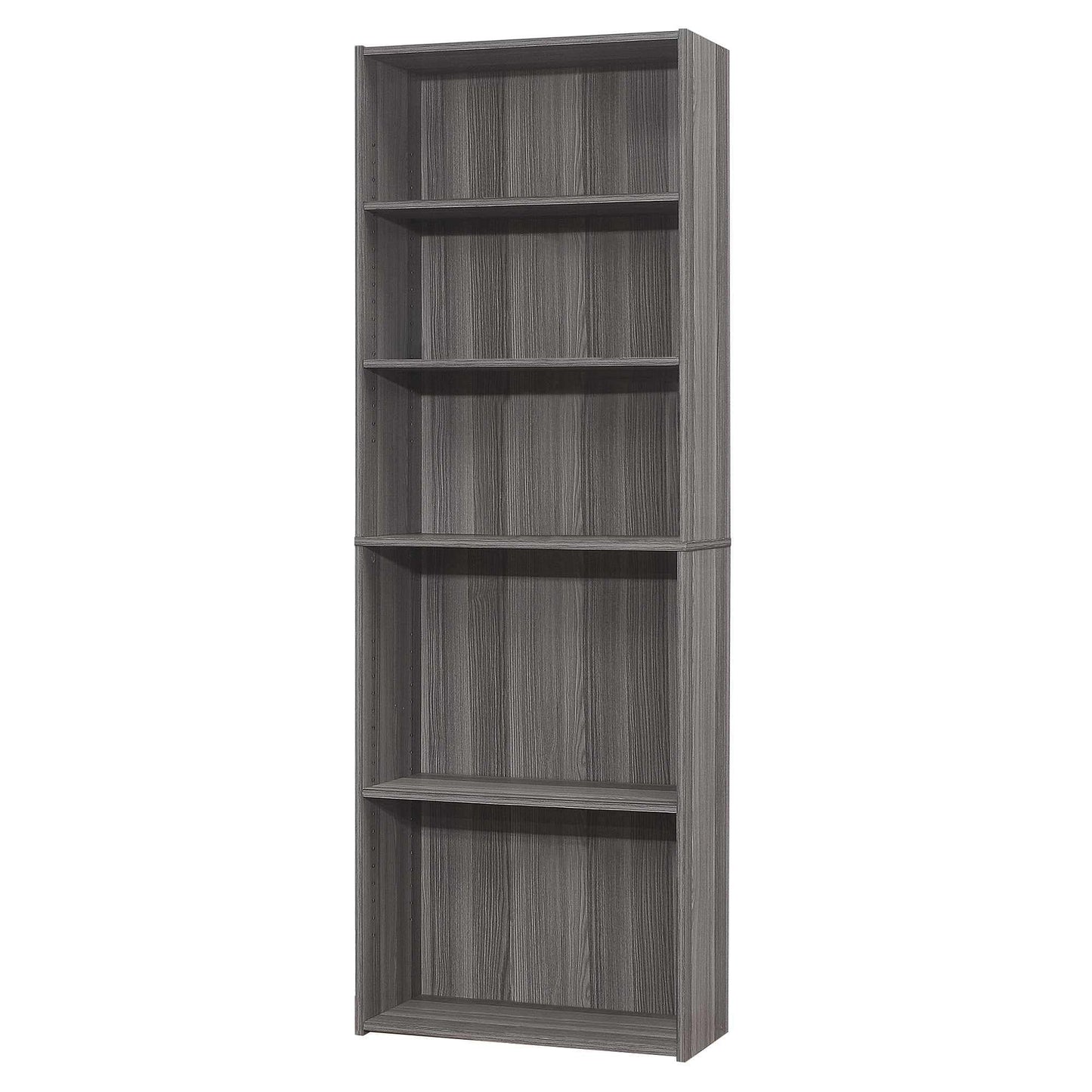 71" Gray Wood Adjustable Bookcase - Homeroots - Flyclothing LLC