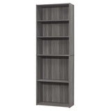 71" Gray Wood Adjustable Bookcase - Homeroots