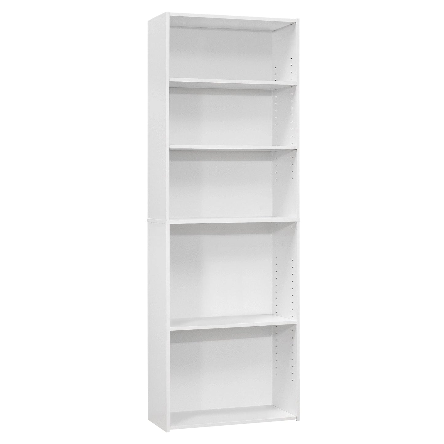 71" White Wood Adjustable Bookcase - Homeroots - Flyclothing LLC