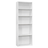 71" White Wood Adjustable Bookcase - Homeroots