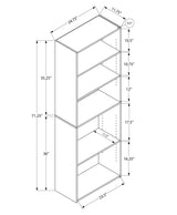 71" White Wood Adjustable Bookcase - Homeroots - Flyclothing LLC