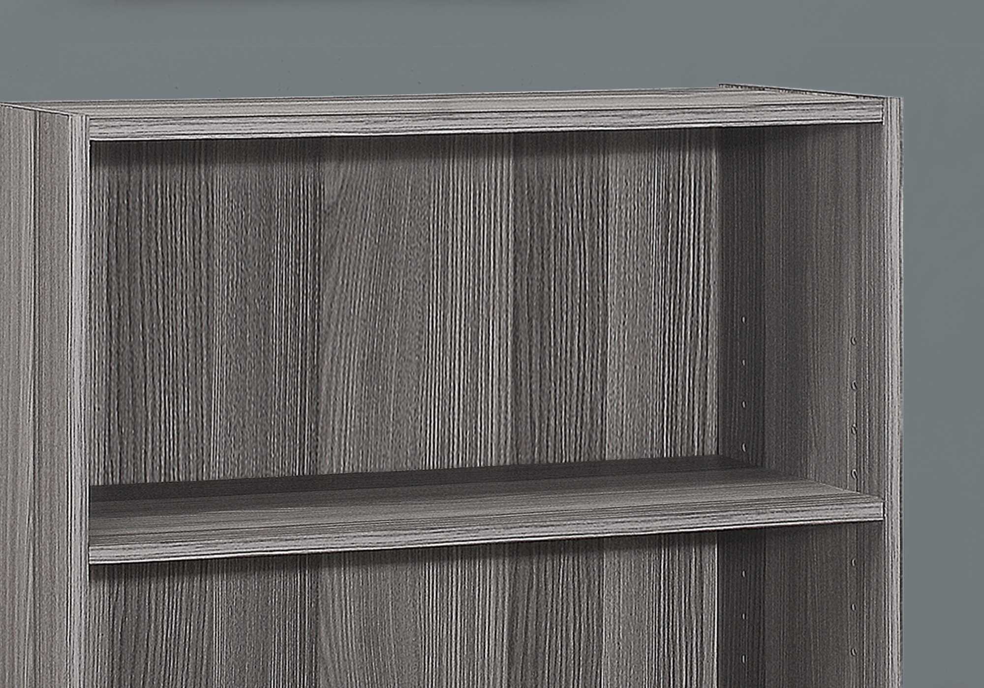 36" Gray Wood Adjustable Bookcase - Homeroots