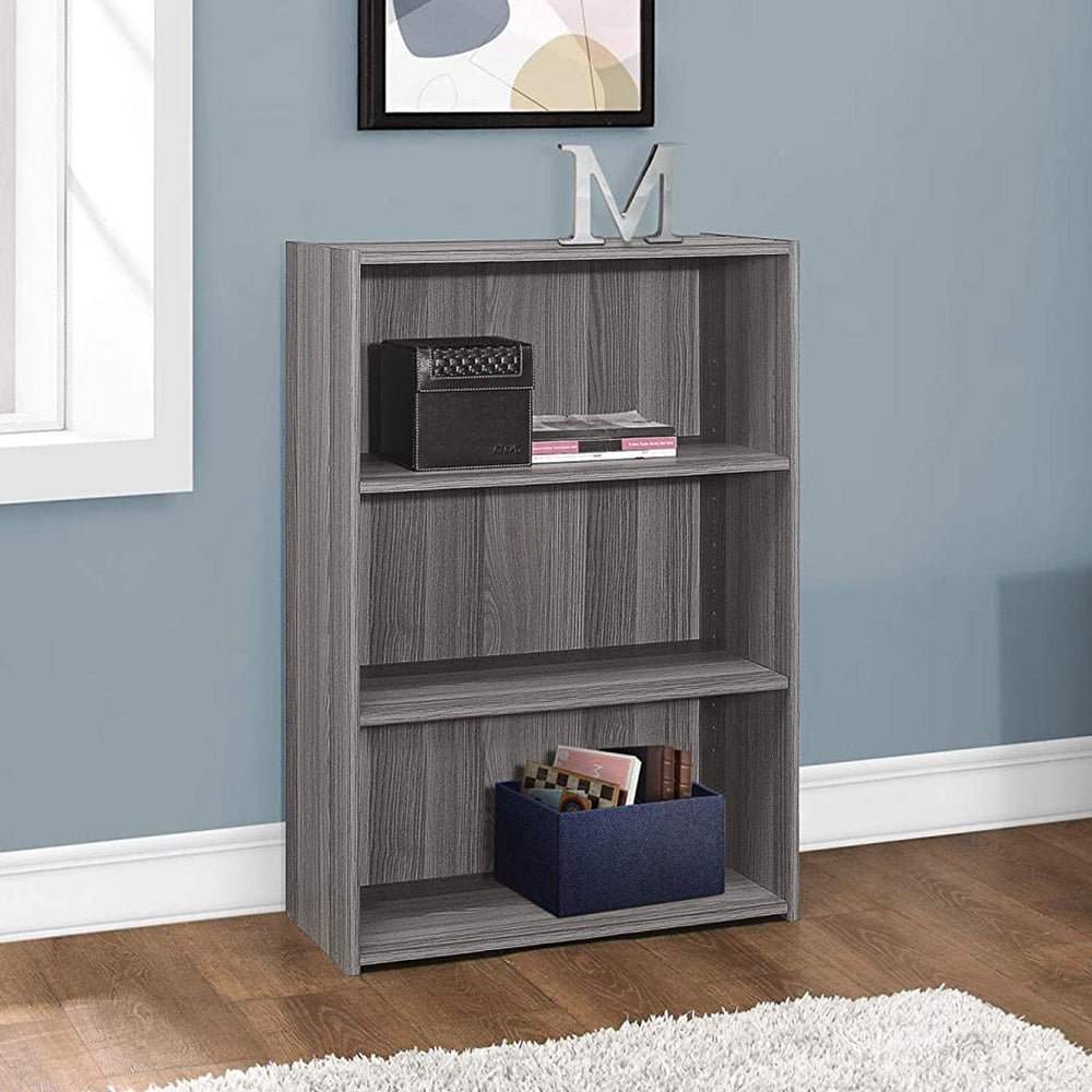 36" Gray Wood Adjustable Bookcase - Homeroots - Flyclothing LLC
