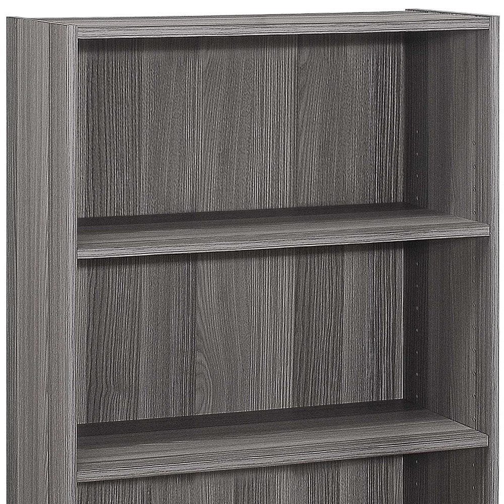 36" Gray Wood Adjustable Bookcase - Homeroots
