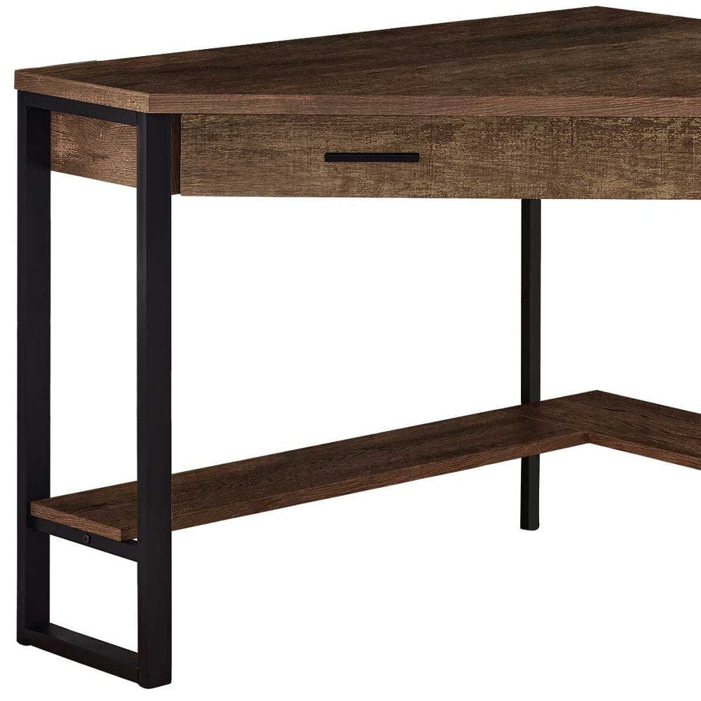42" Brown and Black Corner Computer Desk - Homeroots - Flyclothing LLC