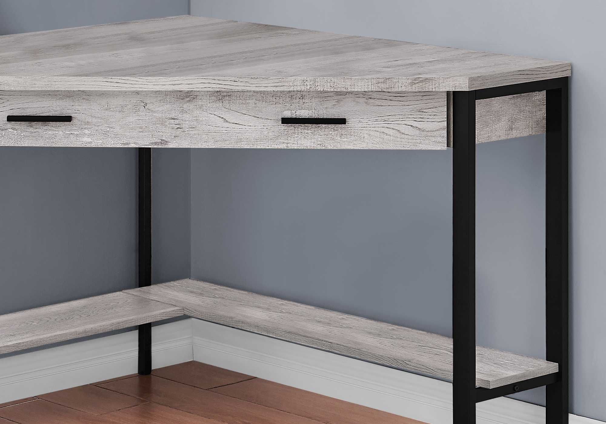 42" Gray and Black Corner Computer Desk - Homeroots - Flyclothing LLC