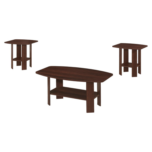 Set of Three 36" Dark Brown Coffee Table With Shelf - Homeroots