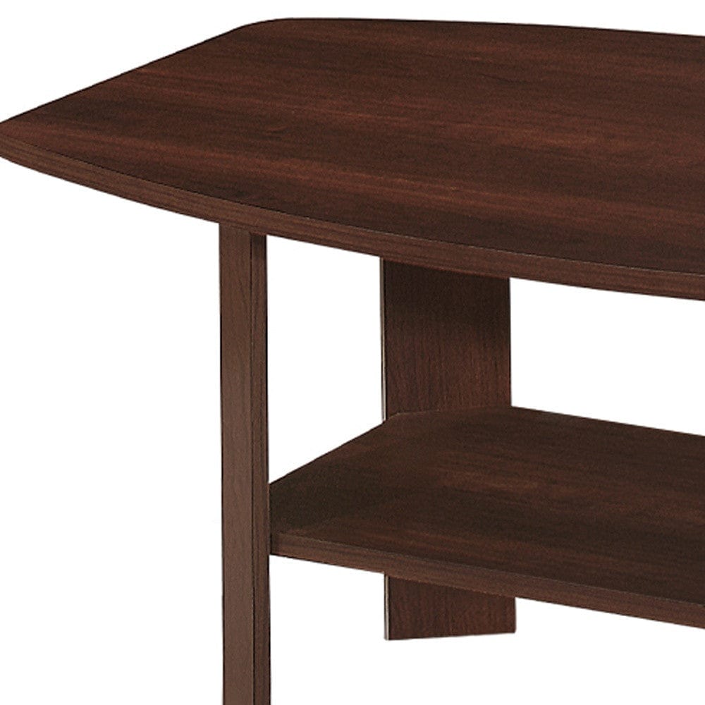 Set of Three 36" Dark Brown Coffee Table With Shelf - Homeroots