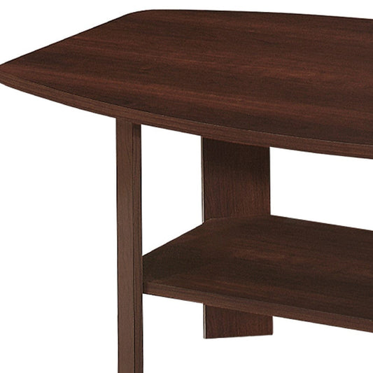 Set of Three 36" Dark Brown Coffee Table With Shelf - Homeroots