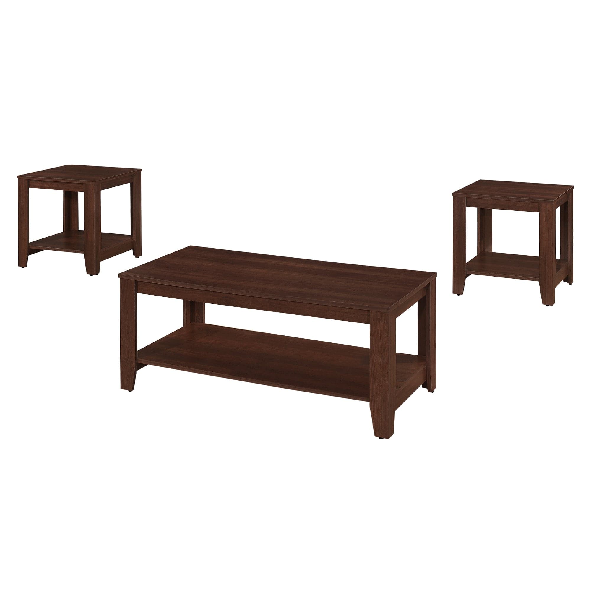 Set of Three 42" Brown Coffee Table With Shelf - Homeroots