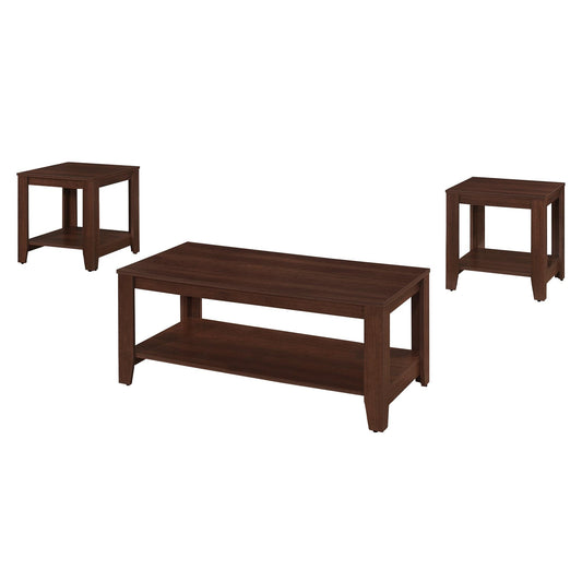 Set of Three 42" Brown Coffee Table With Shelf - Homeroots