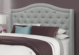 Solid Wood Queen Tufted Gray Upholstered Linen Bed With Nailhead Trim - Homeroots