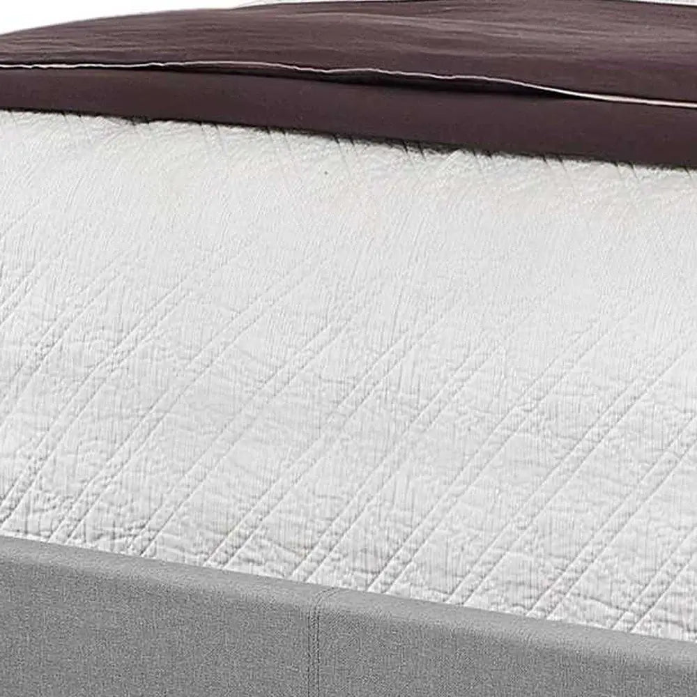 Solid Wood Queen Tufted Gray Upholstered Linen Bed With Nailhead Trim - Homeroots - Flyclothing LLC