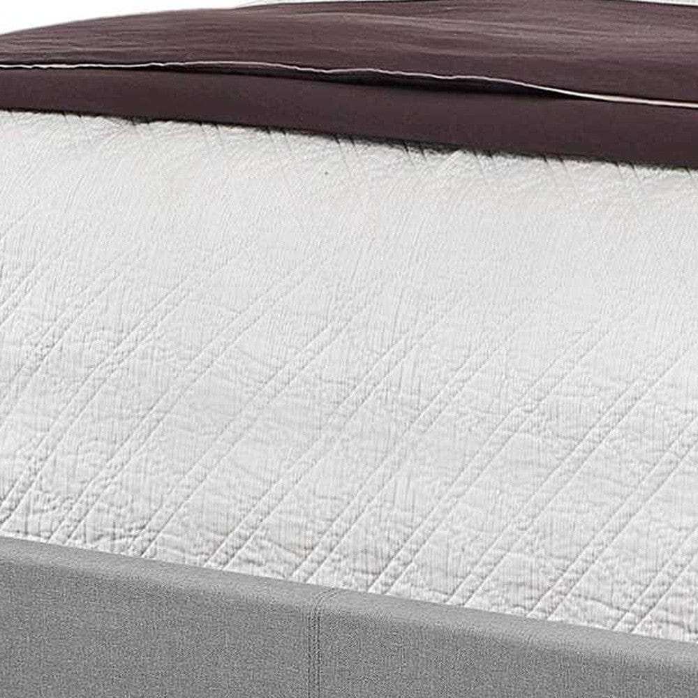 Solid Wood Queen Tufted Gray Upholstered Linen Bed With Nailhead Trim - Homeroots - Flyclothing LLC