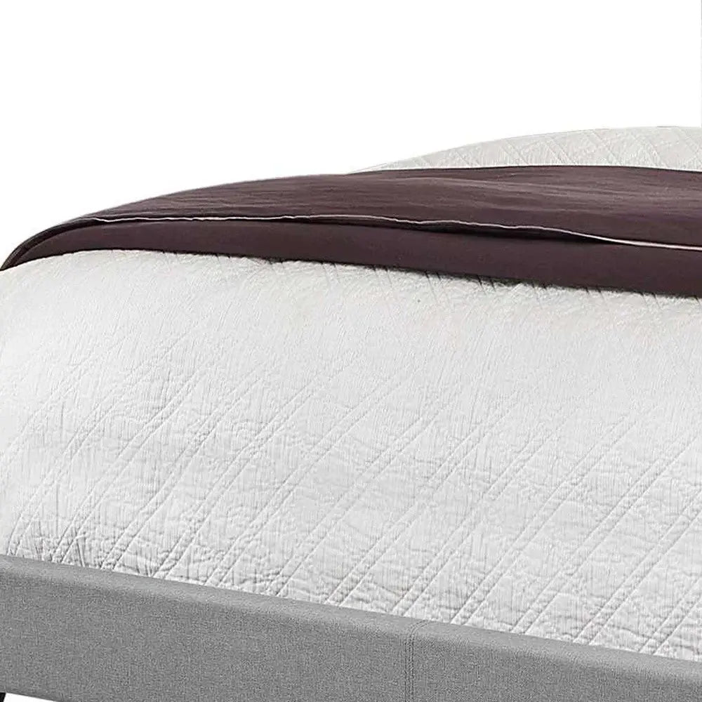 Solid Wood Queen Tufted Gray Upholstered Linen Bed With Nailhead Trim - Homeroots - Flyclothing LLC