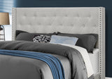 Solid Wood Queen Tufted Gray And Light Gray Upholstered Velvet Bed With Nailhead Trim - Homeroots