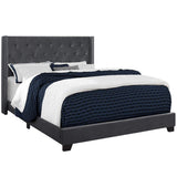 Solid Wood Queen Tufted Gray Upholstered Velvet Bed With Nailhead Trim - Homeroots - Flyclothing LLC