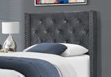 45.25" X 82.75" X 49.75" Dark Grey Velvet With Chrome Trim - Twin Size Bed - Homeroots