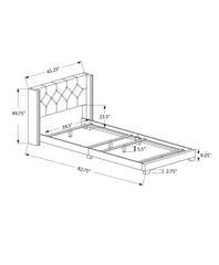 45.25" X 82.75" X 49.75" Dark Grey Velvet With Chrome Trim - Twin Size Bed - Homeroots