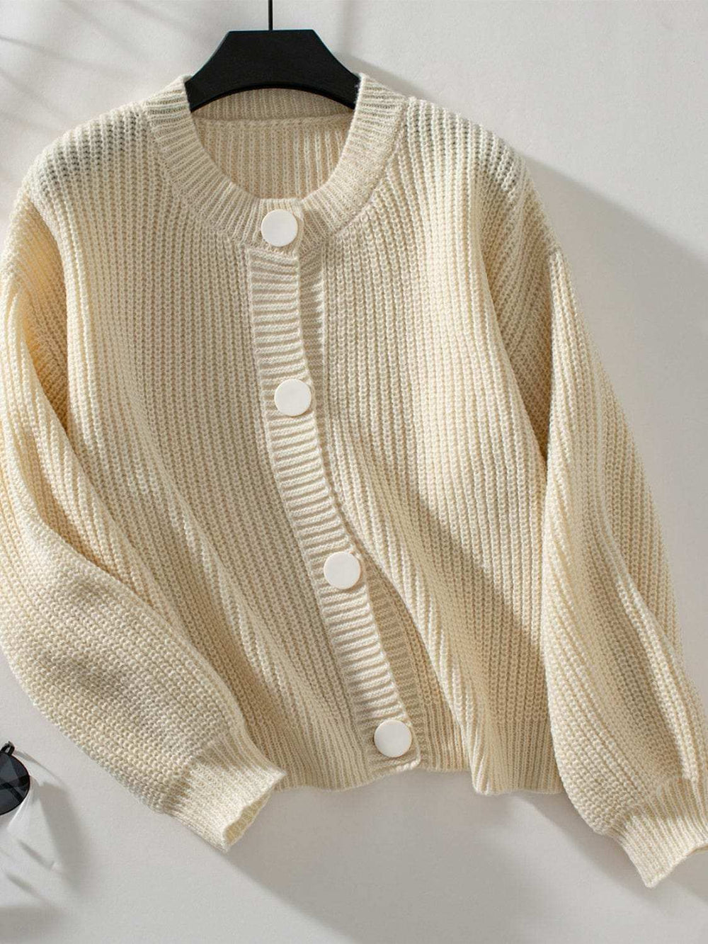 Button Down Long Sleeve Cardigan - Trendsi - Flyclothing LLC