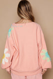 POL V-Neck Long Sleeve Flower Fringe Sweater - Trendsi
